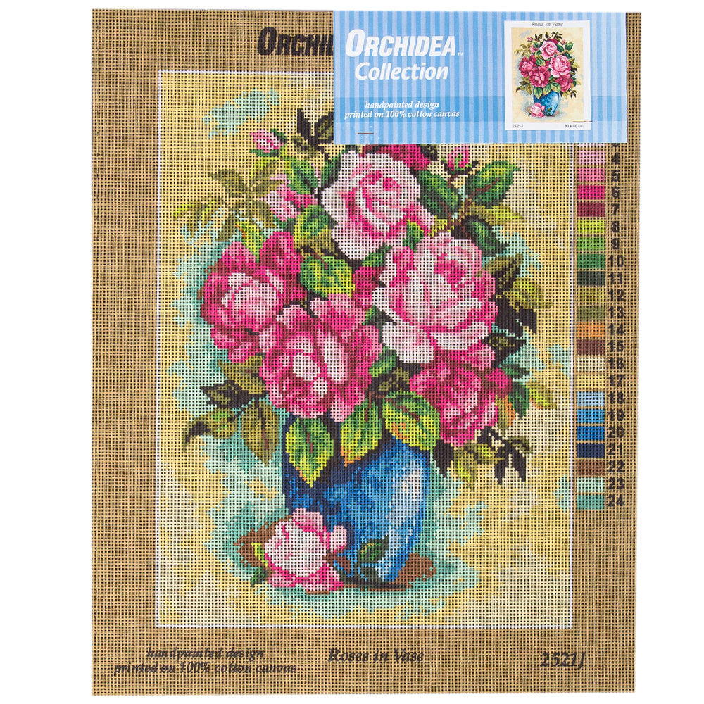 Orchidea 30x40cm Vazoda Çiçekler Baskılı Goblen